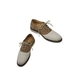 G.H. Bass & Co Suede Leather Bass-Finn Oxfords 7 Tan Color Blocked Lace Up‎